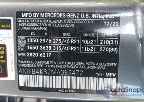 2021 Mercedes-Benz Gle 350 4Matic from USA, damaged, VIN 4JGFB4KB2MA389472